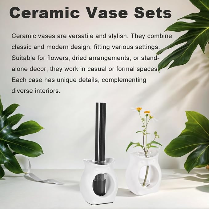 2-in-1 Ceramic Plant Propagation Station with Glass Jars, Owl Planter & Air Plant Holder, Avocado Seed Starter Vase for Indoor Plants, Home Office Decor Gift for Plant Lovers