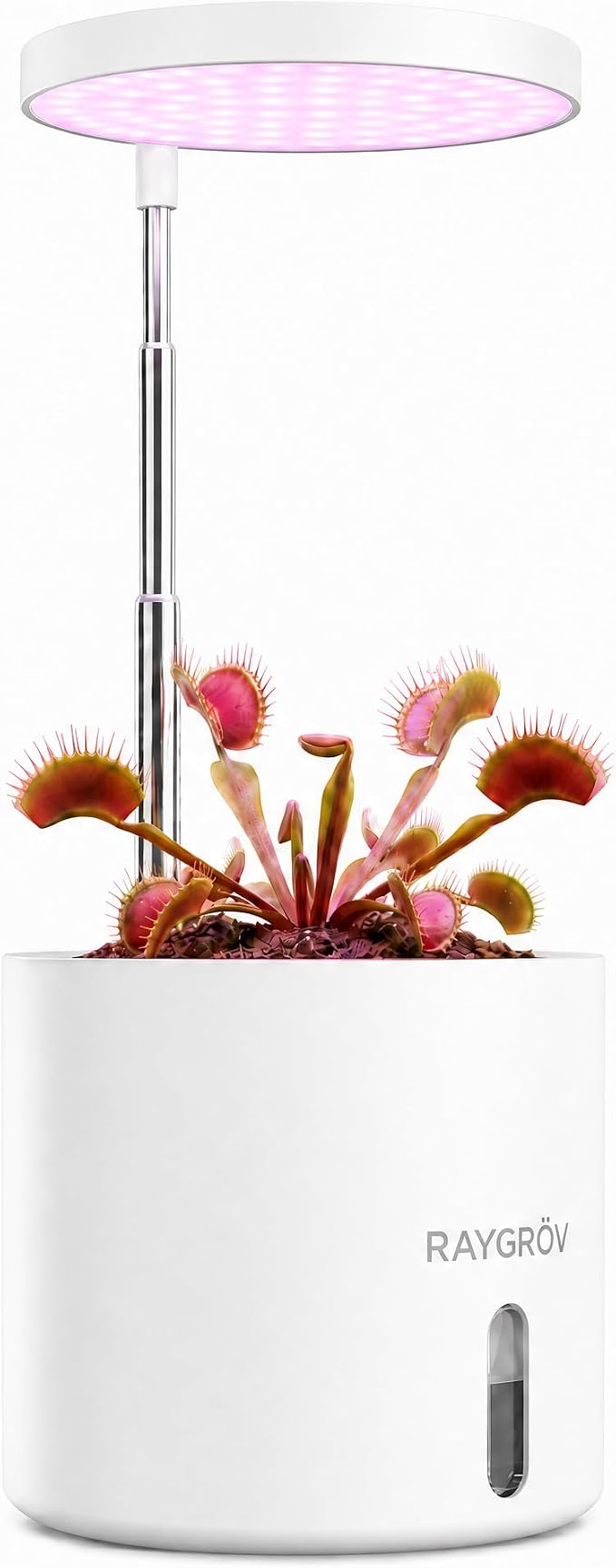Self-Watering Planter with Grow Light, Smart Indoor Pot for Venus Fly Trap, Carnivorous Plants, African Violet, Cat Grass, Catnip & Herbs, 2-in-1 Wall + Desktop, USB 5W Full Spectrum LED