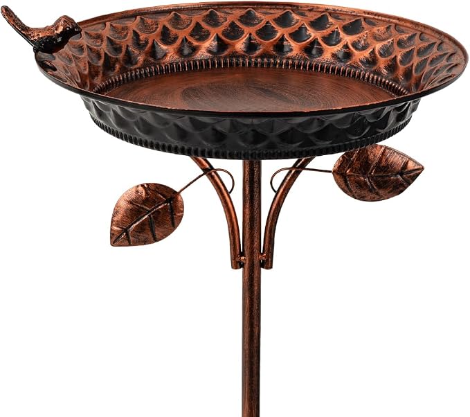 dreamysoul Metal Outdoor Bird Baths, 37 Inches Tall Freestanding Birdbaths, 5-Pronged Bird Bath for Outside Garden Yard Patio Decor