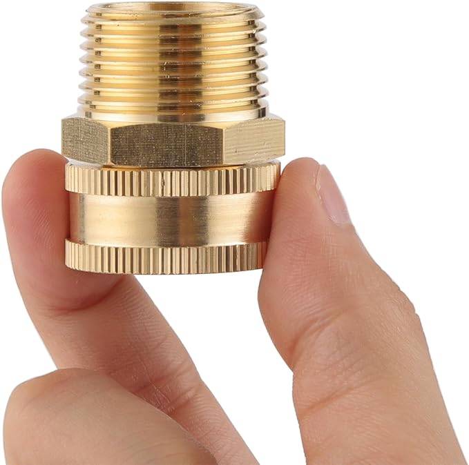 2 Pack Garden Hose Adapter,3/4" NPT X 3/4" GHT Connector with Dual Swivel, Brass Garden Hose Convert Adapter Fitting, with Extra 2 Washers