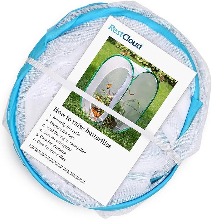 RESTCLOUD Insect and Butterfly Habitat Cage Terrarium Pop-up 24 Inches Tall