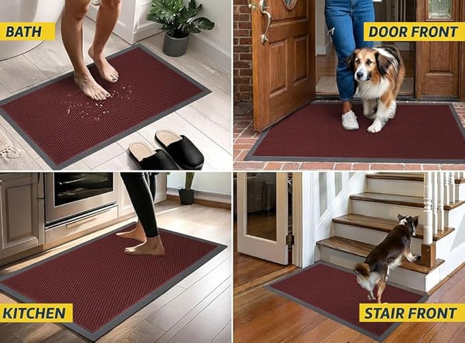 Muddy Mat® Meshy Mat™ Door Mat Heavy-Duty Quick-Dry Floor Mat, Sand & Dirt Trapper for Indoor & Outdoor, Ideal for Entrance, Mudrooms,Patios & Garages,Low-Profile,Non-Slip,Washable– Red 23"x35"x0.4"