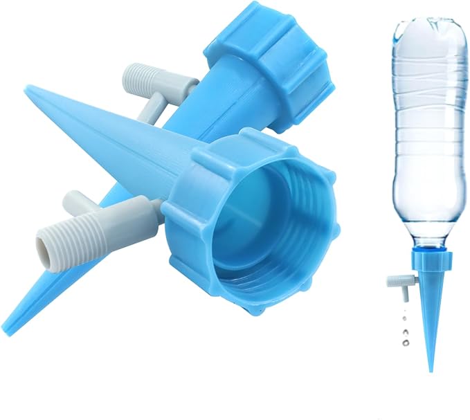 Self Watering Spikes 20pcs–Automatic Plastic Drip Irrigation Devices for Indoor & Outdoor Plants, Adjustable Control Valve for Precise Watering(Blue & Green)