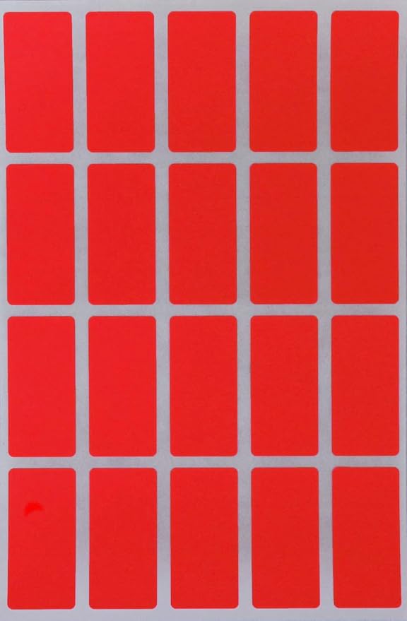 Royal Green Rectangle Shape Sticker tabs 1.57 inch x 0.75 inch Neon Red Colored File Stickers (40mm x 19) - 100 Pack