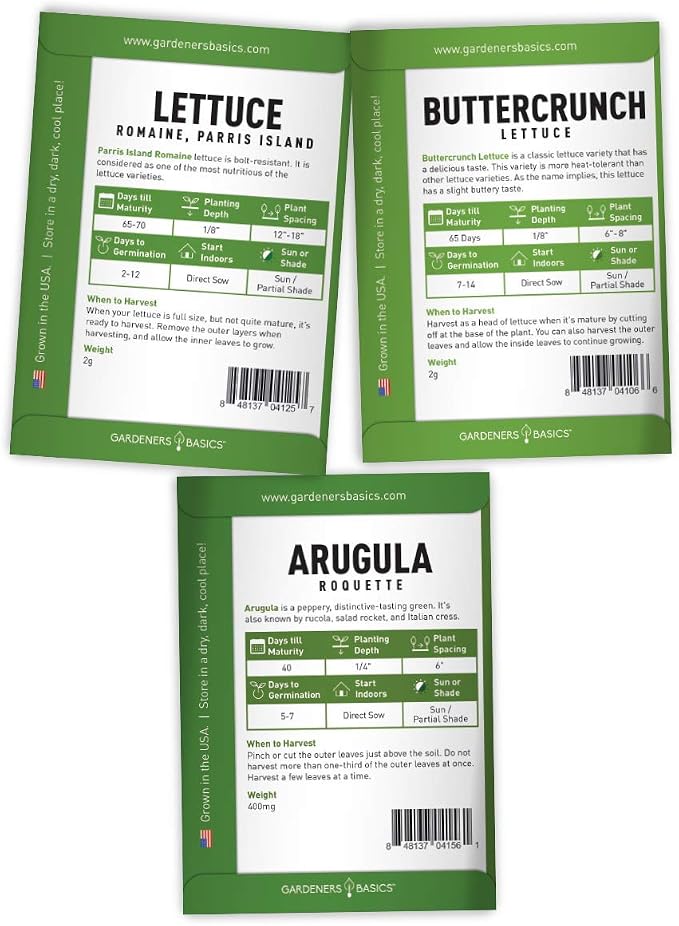 Beginner Indoor Garden Lettuce Kit - Includes Romaine, Buttercrunch Lettuces, Spinach, Arugula, and Kale Heirloom Seeds, Pots, Soils and Plant Markers - Complete Indoor Vegetable Garden Starter Kit