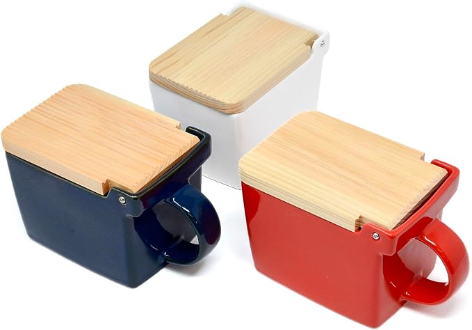 ZERO JAPAN Bee House Premium Salt Box with Hinoki Lid - Container for Sea Salt and Spices - Elegant Cellar for Kitchen Countertop - White, 16 oz