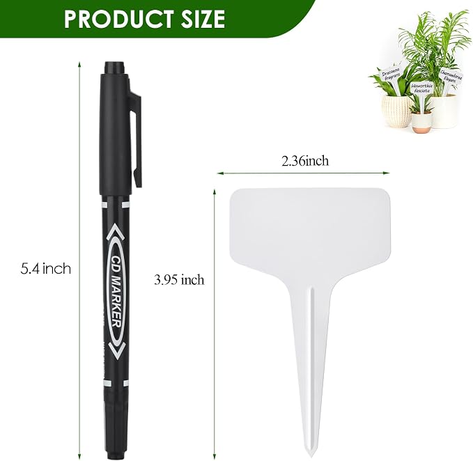 Darfukei Plant Labels 120pcs with Garden Plant Markers Pen of Outdoor Waterproof,T-Type Plant Tags and Permanent Marking Pen, Garden Labels Gardening Gifts for Women Men