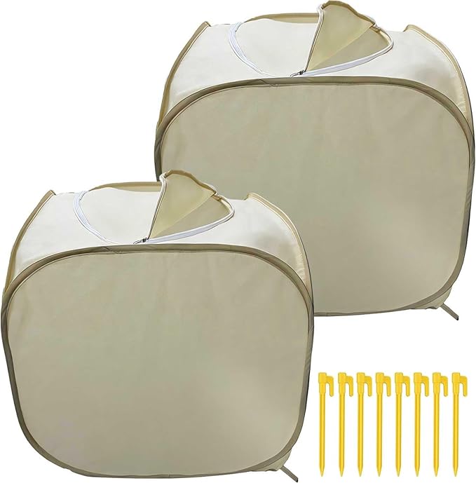 2 Pack Plant Freeze Protection Covers, Winter Shrub Frost Protection Covers for Plants in Winter Warm Plant Tent Protecting Fruit Potted Plants Tree from Freezing Animals Eating (23x23x23in)