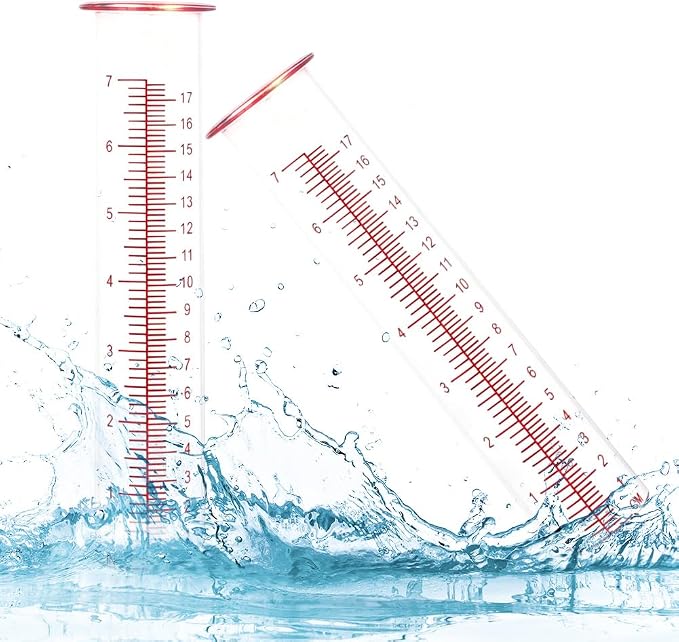 7'' Capacity Rain Gauge Replacement Tube Glass, 2 Pcs Replacement Rain Gauge Tube for Garden Yard Outdoor(Red)