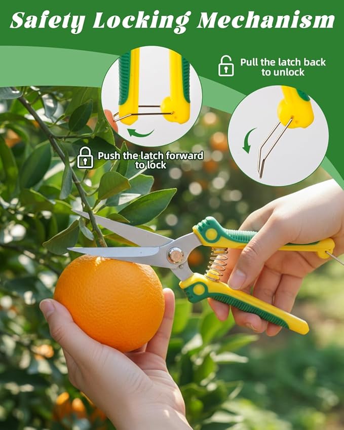 EWPJDK 3-Pack Stainless Steel Pruning Shears, Pruning Snips and Clippers for Gardening, Scissors Tools (Yellow)