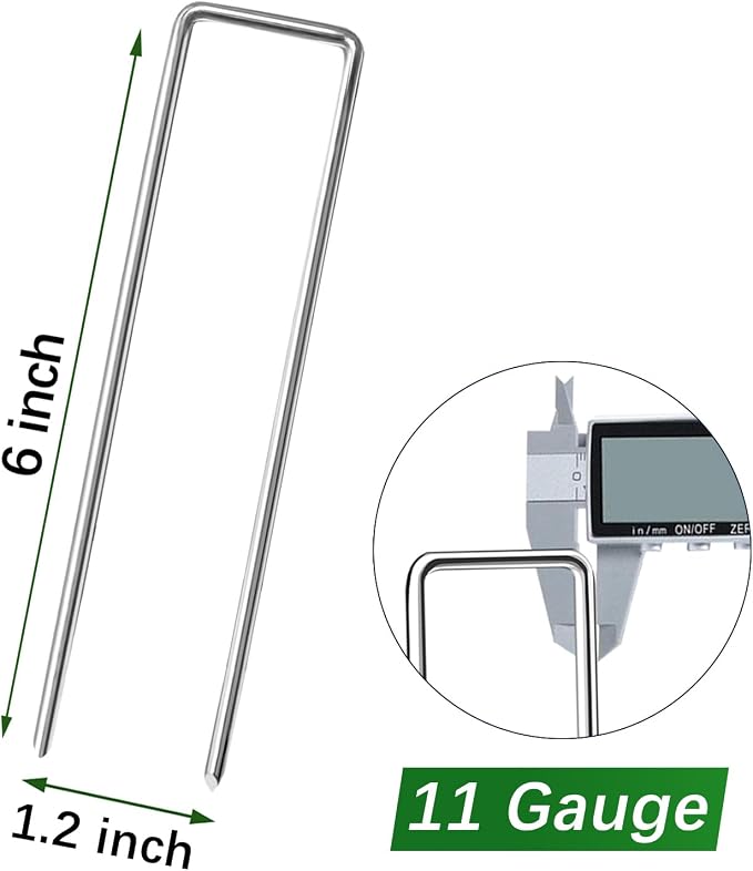 200 Pack Landscape Staples 6 Inch Garden Stakes Galvanized Garden Staples Pins Anti-Rust Ground Stakes for Weed Barrier, Irrigation Tubing, Landscaping Fabric, Yard Lawn