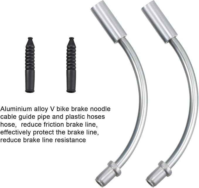 Bike Brake Cable Housing Kit Includes 1 Set Bicycle Brake Line, 2 Pieces V Bike Brake Noodle Cable Guide Pipe and 2 Pieces Plastic Hoses for Road Mountain Bicycle Cycling