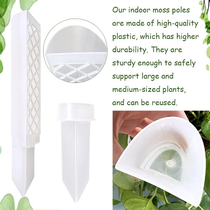 MIIIM 3 Pcs Self-Watering Moss Poles, D Shape Moss Pole Kit for Climbing Plants Indoor, Semi Transparent Monstera Plant Support, 39 Inches in Total Length