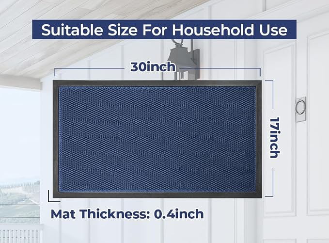 Muddy Mat® Meshy Mat™ Door Mat Heavy-Duty Quick-Dry Floor Mat, Sand & Dirt Trapper for Indoor & Outdoor, Ideal for Entrance, Mudrooms,Patios & Garages,Low-Profile,Non-Slip,Washable– Blue 17"x30"x0.4"