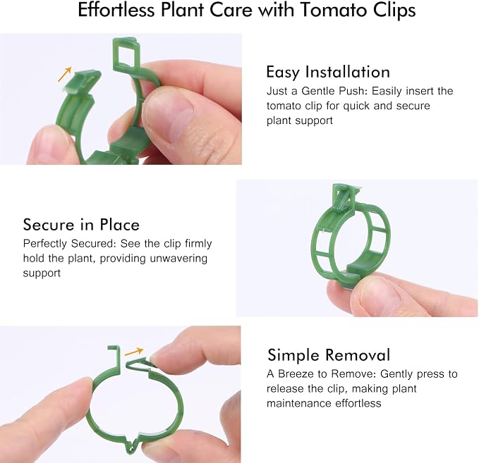 Aipker Tomato Clips, Plant Support Clip for String Trellis Climbing Plants Garden Vegetables -100PCS/Green