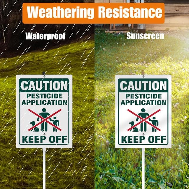 Caution Pesticide Application Keep Off Yard Sign With Stake Keep Off Grass Chemical Reflective Aluminum Yard Signs Rust Free For Lawn Garden Outdoor Signs (8x12) IN