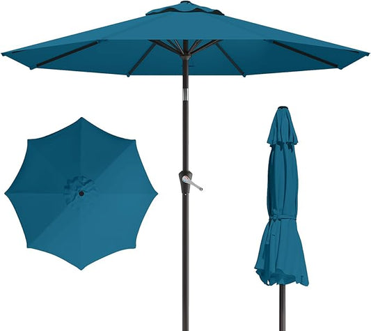 10FT Patio Umbrella, Outdoor Umbrella with Push Button Tilt and Crank, 8 Sturdy Ribs, UV Protection & Waterproof Market Umbrella for Pool, Backyard, Beach,Deck