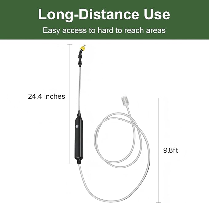 DZ Duozhan Electric Garden Sprayer Kit: Portable Rechargeable with Choice of 3 Hose Lengths (9.8/16.4/32.8ft), Telescopic Wand & Adjustable Nozzles for Yard Lawn Plant Watering and Cleaning