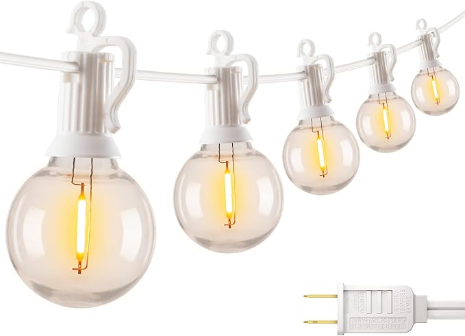 Brightown 69 Feet LED Outdoor String Lights with Shatterproof G40 Edison Bulbs, Connectable and Weatherproof Strand, Commercial Grade Patio Lights for Backyard Garden Patio Decorative, White