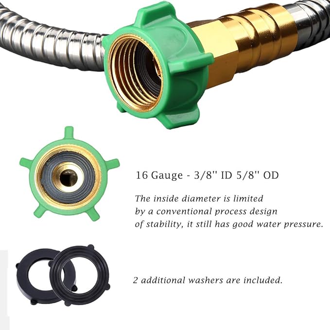 Beaulife 304 Stainless Steel Metal Garden Hose Connector 10 Feet Short Garden Water Hose Extension Extender, Drinking Water Hose Lead and BPA Free