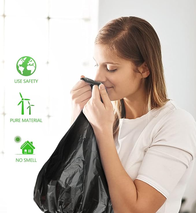 Teivio 4 Gallon 200 Counts Strong Trash Bags Garbage Bags, Bathroom Trash Can Bin Liners, Small Plastic Bags for Home Office Kitchen Kitchen (Black)