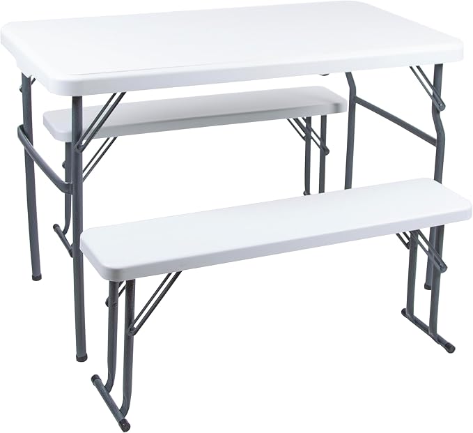 Stansport Compact Portable Kids Picnic Table – Foldable Space-Saving Design with Locking Legs – Lightweight Children’s Picnic Set for Travel, Parks, Campsite – Durable Steel Frame & Easy Clean Surface
