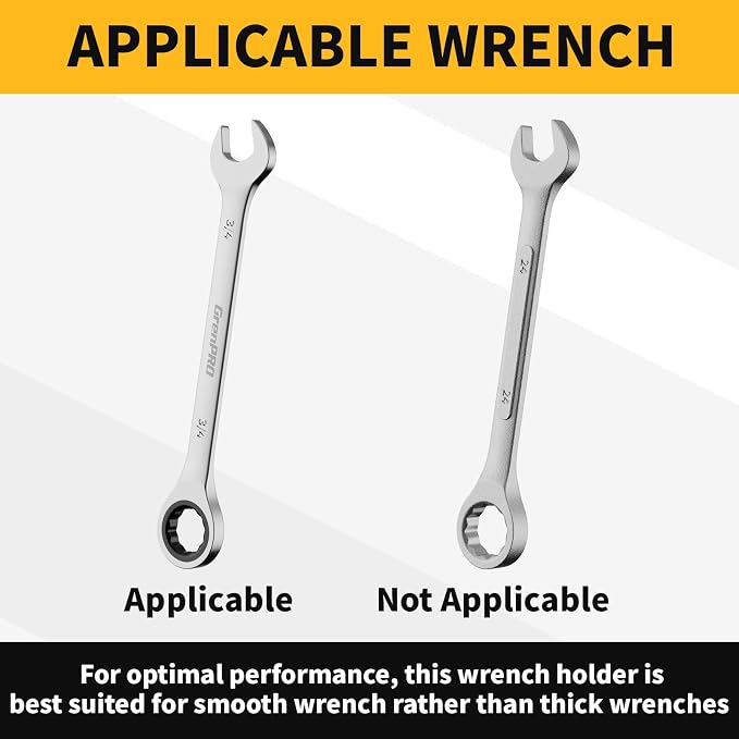 GRENPRO Wrench Organizer for Tool Box, 2 Pack Magnetic Wrench Holders Organizers, Storage for Tool Box Drawer, SAE 1/4" - 15/16" & Metric 6 MM-24 MM Wrenchs Rack