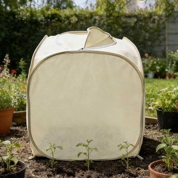 2 Pack Plant Freeze Protection Covers, Winter Shrub Frost Protection Covers for Plants in Winter Warm Plant Tent Protecting Fruit Potted Plants Tree from Freezing Animals Eating (23x23x23in)