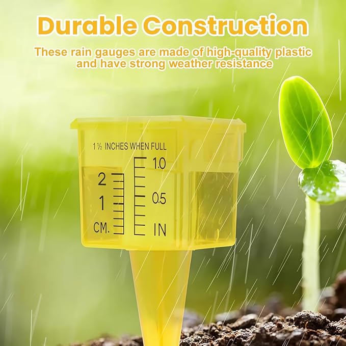 4 Pcs 1.5" Bright Yellow Rain Gauge Wide Mouth Sprinkler Gauge for Outdoor Lawn Garden