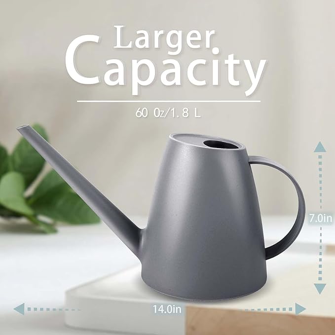 Watering Can,Long Spout Water Cans for Indoor and Outdoor Garden,Plants Water Cans for Flower & shrubs - 1.8L/1/2 Gallon (Gray)