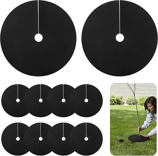 10Pcs Weed Barrier Mats, Tree Rings Mulch Mat, Tree Protectors, Tree Mats for Weeds,Used to inhibit Weed Growth and Landscape Weed Control (25.2 Inch)