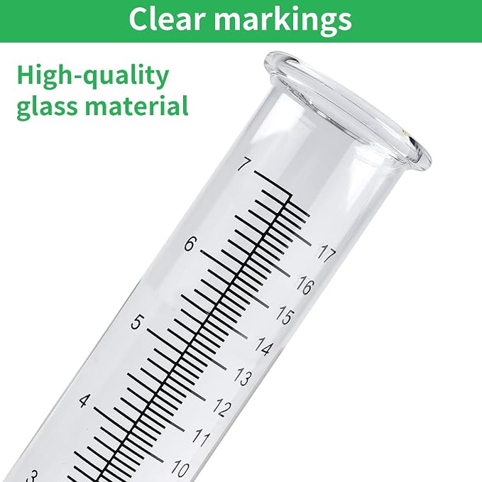 TBWHL 7" Capacity Rain Gauge Replacement Tube Glass, Rain Gauge Outdoor Replacement Glass, 8.27 Inches x 2 Inches Rain Gauges for Yard Garden Outdoor, Deck, Lawn (2Pcs)