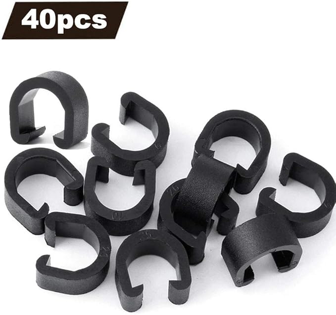 40pcs Plastic Bicycle C-Clips Clamps Housing Hose Guide Clamps Bicycles Brake Cable Derailleur Shifter Cable Fixed Clips Frame Buckle