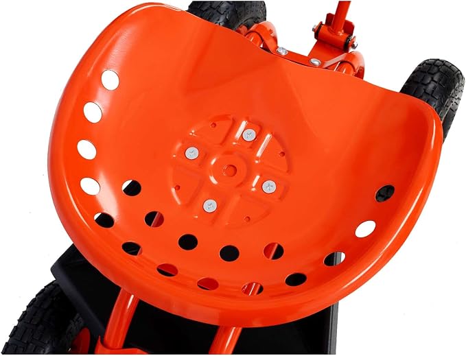 Rolling Garden Cart, 360 Swivel Gardening Seat with Wheels, Tool Basket, Adjustable Height, Outdoor Garden Workseat, Gardening Stool Scooter for Sitting (Red)