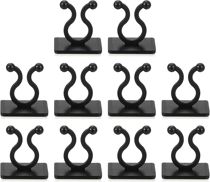 uxcell 100Pcs Plant Climbing Wall Fixture Clips, Plant Fixer Self-Adhesive Hooks Wire Fixing Supporting for Indoor Outdoor Decoration and Cable Wire Fixing (Black, 7.2mm/0.28")