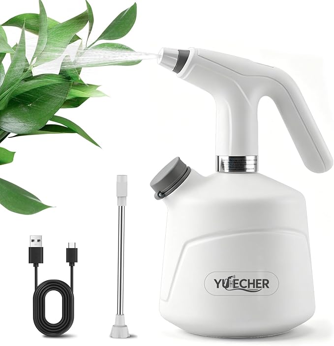 Electric Spray Bottle, 0.5 Gallon Battery Powered Plant Mister with Extended Wand, 2000mAh USB Rechargeable Automatic Garden Sprayer, Adjustable Spout Continuous Water Sprayer for Indoor Houseplants