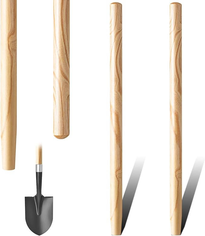 Menkxi 2 Pcs Wooden Shovel Handle Replacement 41" (104cm) for Long D Handle Shovels Garden Tool, 1-1/2" Diameter