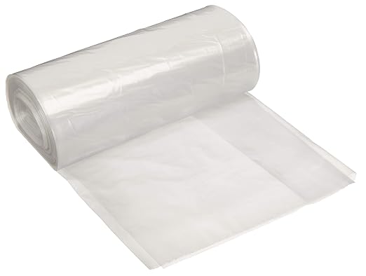 Amazon Basics 55 Gallon Trash Bags, Heavy-Duty Construction, Leak Resistant, Unscented, Clear, 50 Count (Previously AmazonCommercial brand)