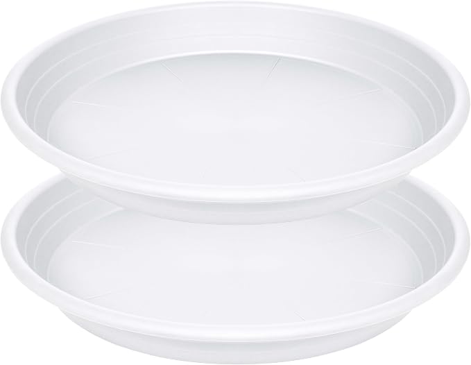 2 Pack of 22 inch Plant Saucer, Large Plant Tray, Heavy Sturdy Plant Drainage Tray for Indoors, Bird Bath Bowls, Sturdy 18 inch Plastic Pot Tray for Planter 19 20 21"(White)