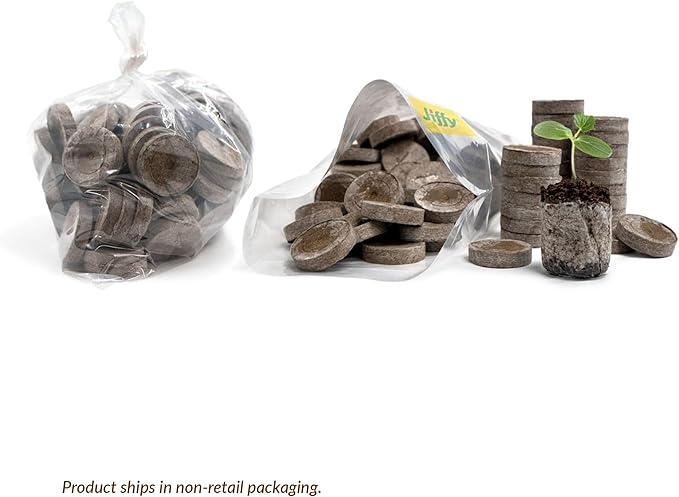 Jiffy Peat Soil Pellets Seed Starter Plugs, 36 mm, 200 Count | For Indoor Planting, Seedlings