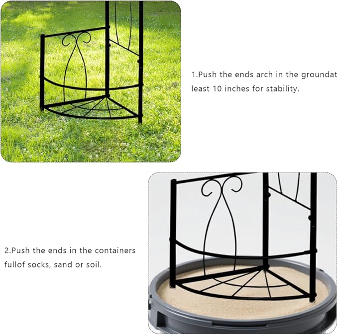 8Ft Garden Arched Trellis with Planter Boxes Heavy Duty Metal Garden Arbor | Thickened Metal Gothic Arbors for Climbing Plants Outdoor Wedding Arch for Ceremony Garden Trellises for Cucumber Rose Grape