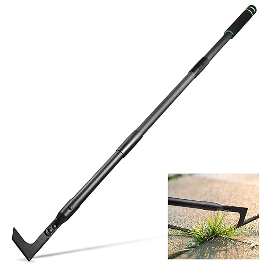 Crack Weeder 43.7" Long Handle Manual Crevice Weeding Tool Weed Puller Tool Durable Weed Remover for Sidewalks, Pavers, Deck Boards, Narrow Wall Gaps
