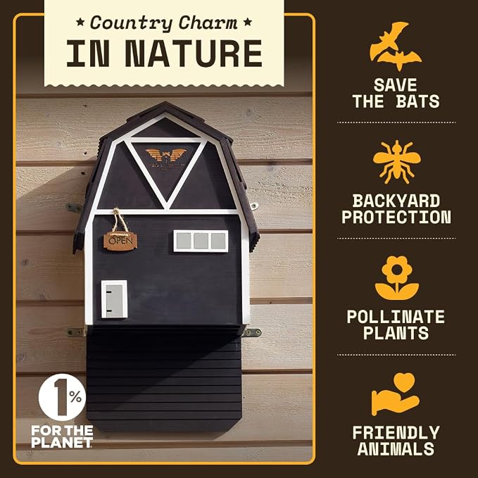 WildYard Big Bat Barn - 3-Chamber, Large Bat House - Black, Up to 150 - Ventilated Design for Year-Round Roosting - Textured Landing Pad for Effortless Entry - Preassembled Wall-Mount for Quick Setup