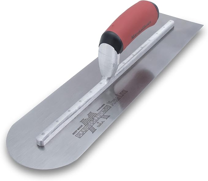 MARSHALLTOWN Rounded Front Finishing Trowel, 20 x 4 Inch Steel Blade, Made in the USA, MXS20RED
