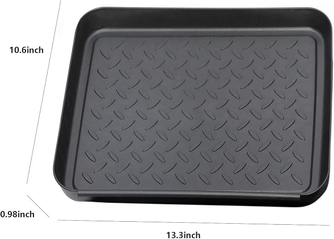 Hard Plastic Boot Tray for Entryway,Boot Mat,Shoe Tray,Shoe Mat for Indoor and Outdoor Use (Small Size Black (Hard Plastic), 13.3X10.6 inch)