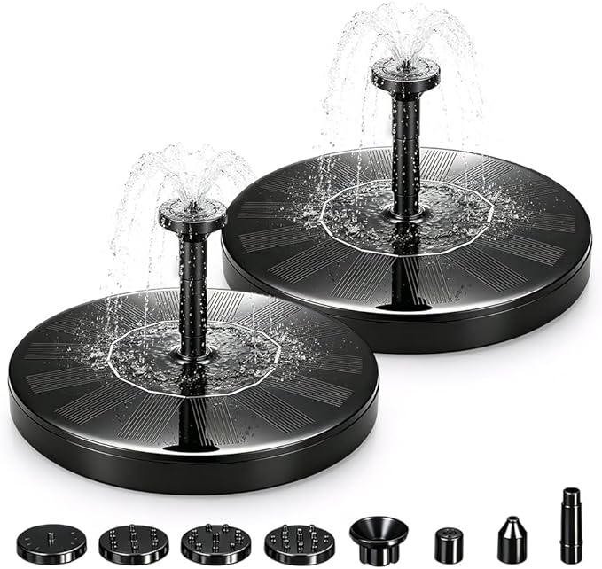 2026 New Solar Fountain for Bird Bath, Floating Mini Solar Water Fountain with 6 Nozzles for Garden, Pond, Pool, and Outdoor (3, 6.3in)