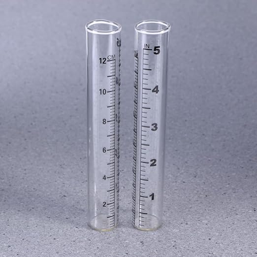 Garneck 2Pcs 5'' Rain Gauge Outdoor Rain Meter Laboratory Flat Replacement Tube for Plants Garden Replacement Tube Indoor Measure Gauge for Garden Accurate