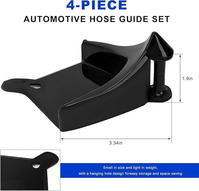 4 PCS Car Hose Guide, Plastic Detailing Tire Hose Roller Preventing Stucking & Snagging Under Tires, Wheel Rolling System Tool Washer Hoses Guide for Car Truck SUV RV ATV (Black)