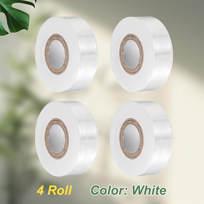 HARFINGTON 4pcs Fruit Tree Grafting Tape 2CM x 130M 0.3" Dia PE Stretchable Garden Grafting Plants Nursery Repair Tapes Self Adhesive Floristry Film for Floral Tree and Poly Budding, White