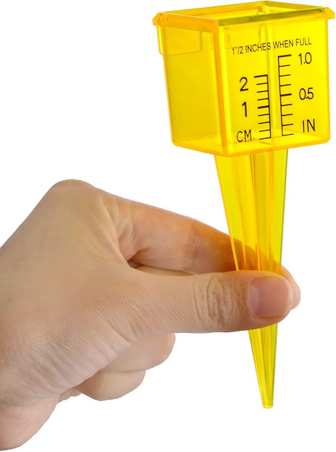 Okllen 15 Pack Rain Gauge, 1.5" Sprinkler Gauge with Wide Mouth, Outdoor Water Measuring Tool for Lawn, Garden, Yard, Bright Yellow, Transparent, Zero is 1/4" from The Bottom